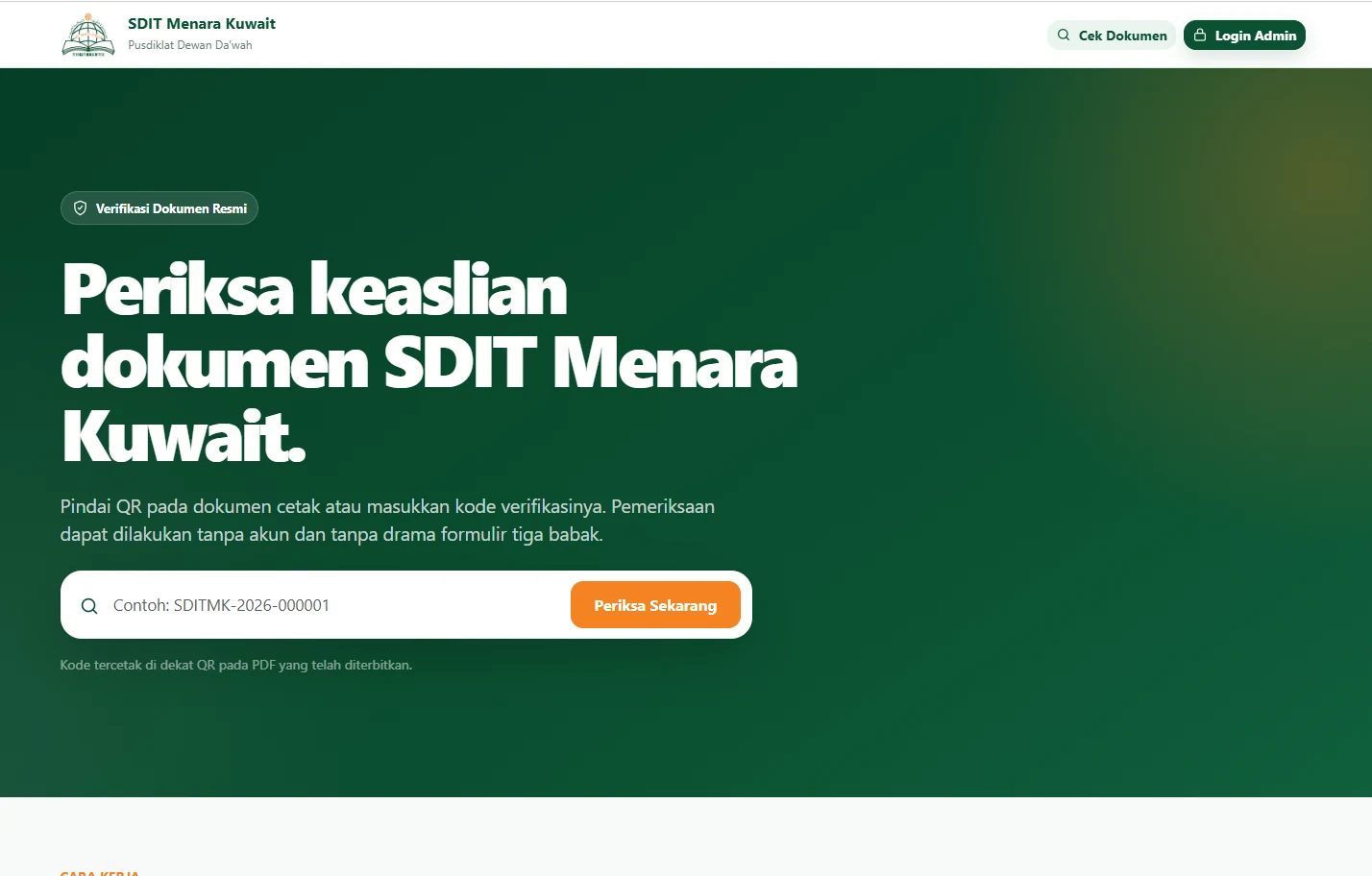 Screenshot Verifikasi Dokumen SDIT